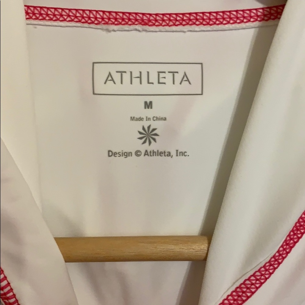 Athleta White Hooded Sleeveless Front Pocket Top M - Picture 8 of 10